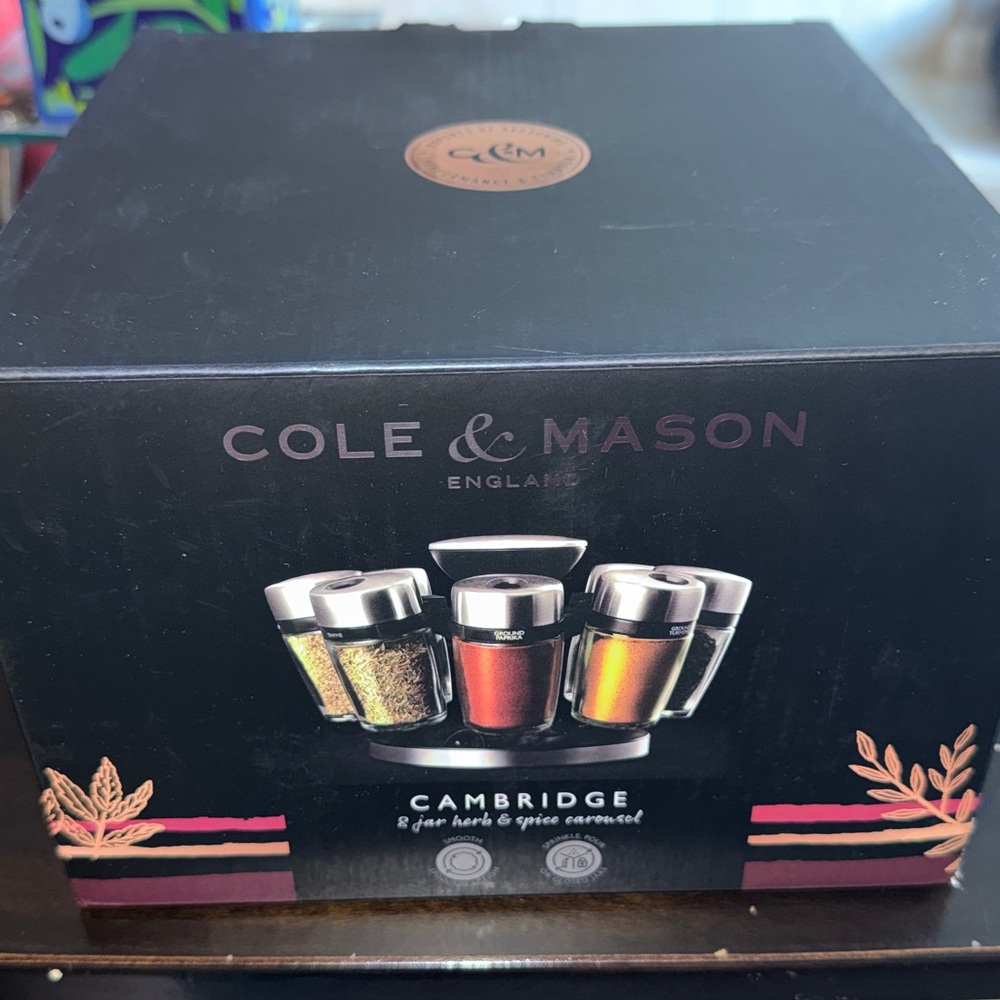 New in Box Cole & Mason Cambridge 8 Jar Herb & Spice Carousel Sealed